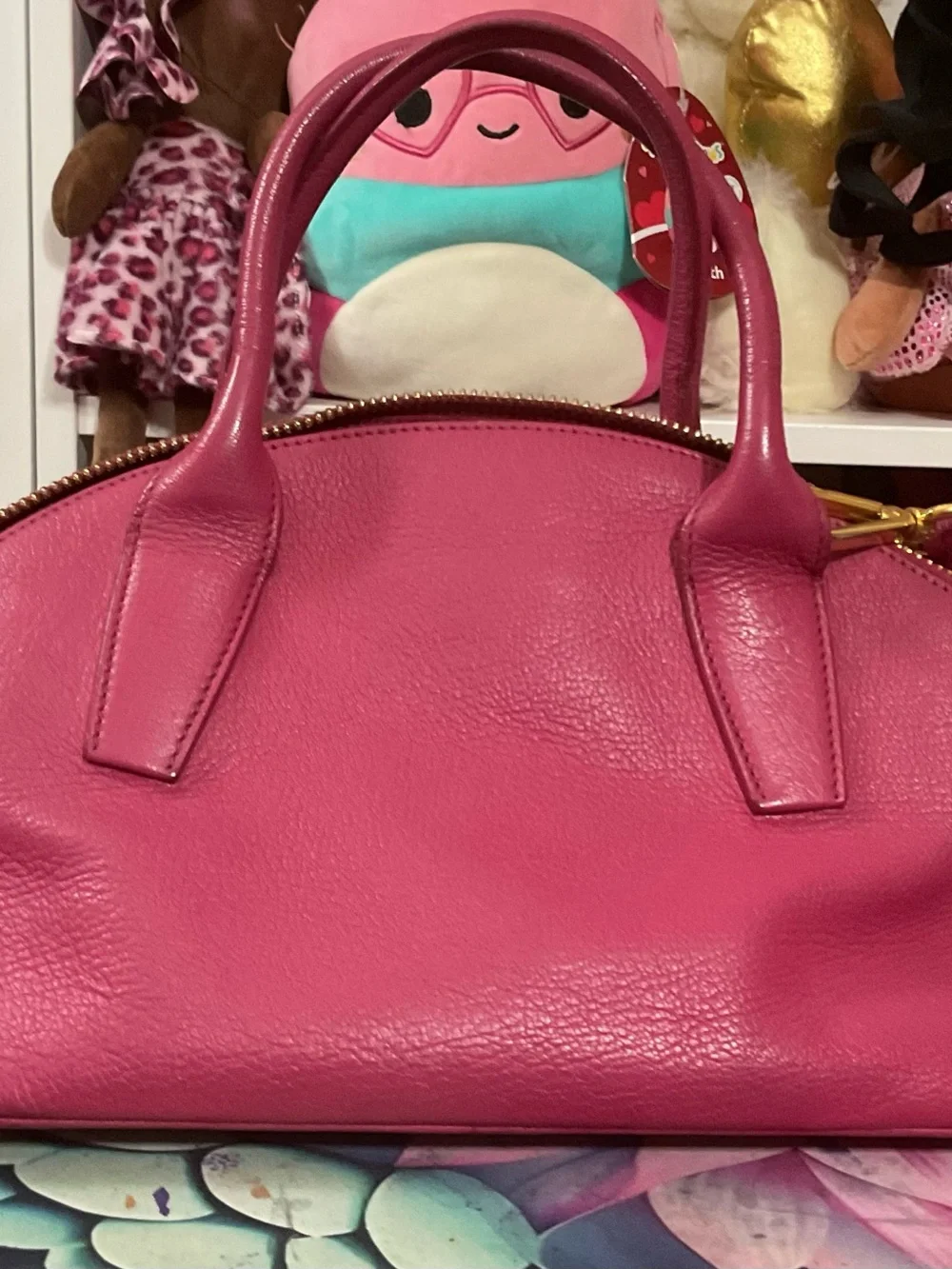 Miu Miu Fuchsia Leather Dome Satchel with Gold Hardware